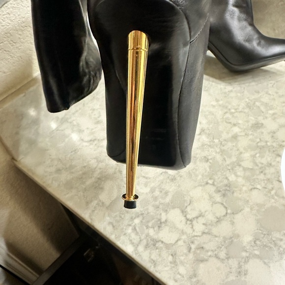 Padlock Pointed Toe Knee High Boot (Women) - Picture 10 of 12